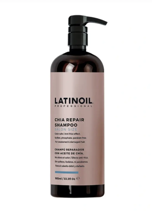 Восстанавливающий шампунь latinoil chia repair shampoo с маслом чиа 985 мл