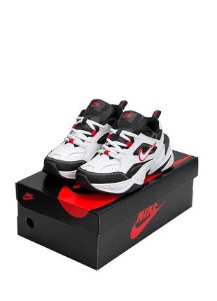 Nike m2k tekno білі з чорним та червоним