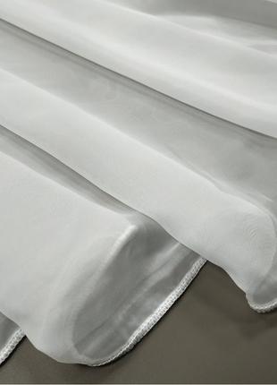 Тюль вуаль однотонний білий з обважнювачем для спальні, кімнати, вітальні1 фото