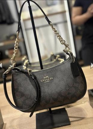 Сумка coach teri shoulder bag in signature canvas на подарунок подарок4 фото