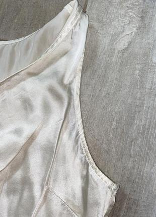Белая шёлковая майка в бельевом стиле,молочный топ,натуральный шёлк,4 фото