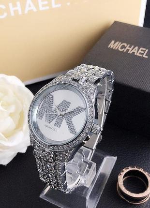 Жіночі годинники michael kors якісні . брендові наручний годинник з камінням золотисті сріблясті7 фото