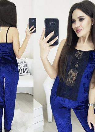 Новая женская велюровая пижама двойка.