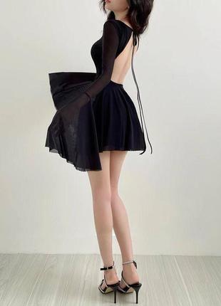 Платье легкое объемное праздничное платье праздничное объемное черное мини3 фото