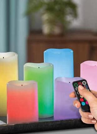 Rfr bundle набір із 6 світлодіодних безполум'яних свічок, що змінюють колір - glow wick gerson (різнокольоровий)2 фото