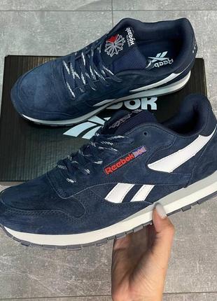 Кроссовки мужские, reebok classic leather blue white