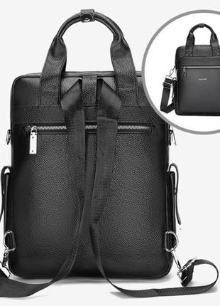 Шкіряний чоловічий рюкзак класичний чорний з натуральної шкіри якісний4 фото