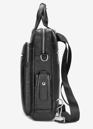 Кожаная мужская городская сумка рюкзак трансформер, сумка-рюкзак для мужчин натуральная кожа6 фото