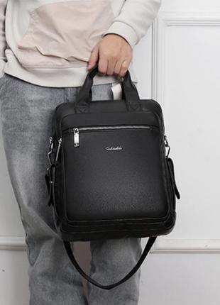 Кожаная мужская городская сумка рюкзак трансформер, сумка-рюкзак для мужчин натуральная кожа2 фото