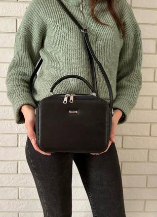 Классическая женская сумочка на плечо каркасная черная, мини сумка для девушек4 фото