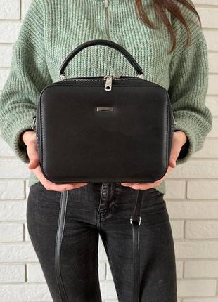 Классическая женская сумочка на плечо каркасная черная, мини сумка для девушек6 фото