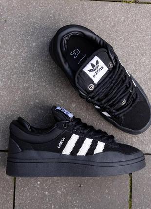 Ad062 кросівки в стилі adidas campus x bad bunny black white