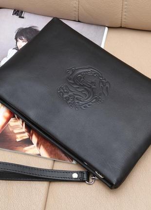 Чоловічий шкіряний клатч гаманець на блискавці, натуральна шкіра портмоне7 фото