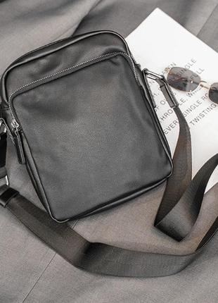 Качественная мужская сумка планшетка эко кожа черная