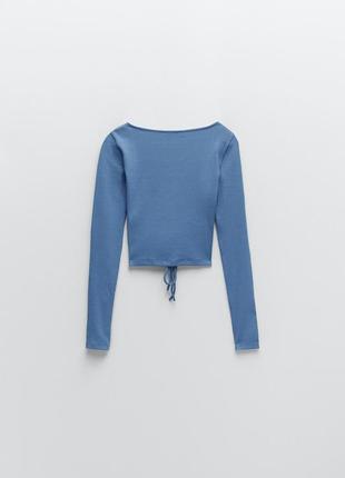 Кроп топ в рубчик zara ribbed top with gathering3 фото