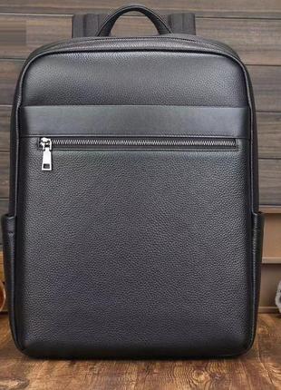Великий чоловічий міський рюкзак із натуральної шкіри, шкіряний портфель чорний для чоловіків2 фото