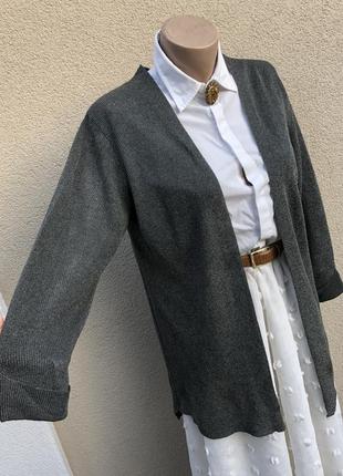 Кардиган,трикотаж жакет,піджак подовжений по спинці,сірий металік,massimo dutti10 фото