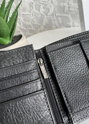 Чоловічий шкіряний гаманець портмоне на кнопки md чорний гаманець7 фото