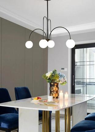 Люстра чорна на 4 лампах над столом світильник підвісний люстра світильник дизайнерська люстра 78*53см