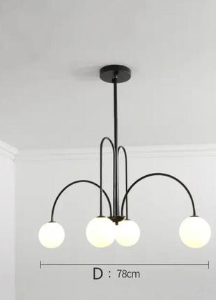 Люстра чорна на 4 лампах над столом світильник підвісний люстра світильник дизайнерська люстра 78*53см2 фото