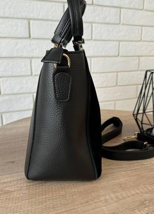 Женская замшевая сумка черная через плечо под рептилию, сумка из натуральной замши черная7 фото