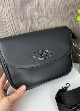 Жіноча міні сумочка клатч на плече стиль diesel, маленька сумка чорна дизель2 фото