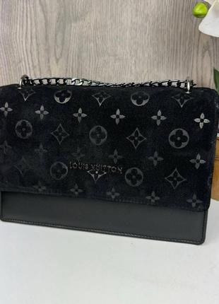 Замшевая женская мини сумочка клатч стиль луи витон черная, сумка для девушек замша8 фото