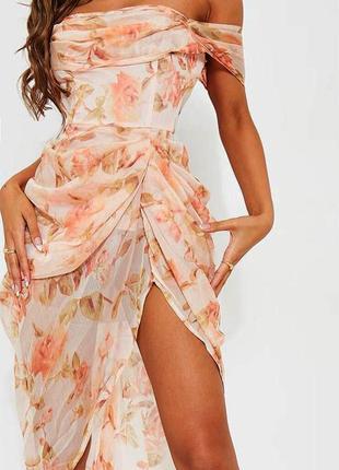 Распродажа платье prettylittlething миди asos с драпировкой