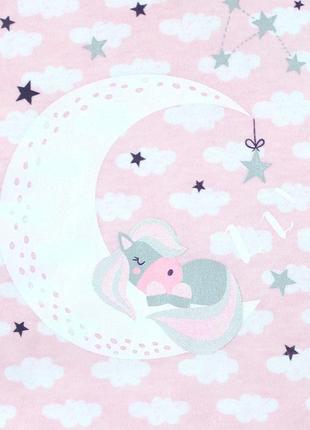 Боді-сорочечка на запах для дівчинки, рожевий. єдиноріг і місяць.2 фото