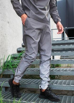 Мужской спортивный рефлективный костюм премиум качества серый серебристый полиэстер6 фото