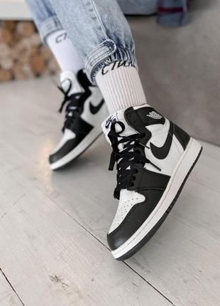 Jordan  1 retro high patent black/white кроссовки женские найк