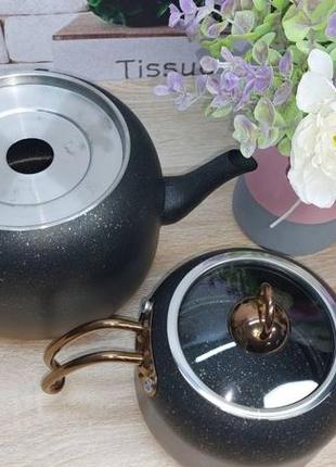 Набор чайников oms 8250-xl-bronze 2 шт бронзовый4 фото
