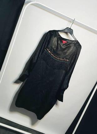 Чёрное сатиновое платье с декором monsoon большой размер батал2 фото