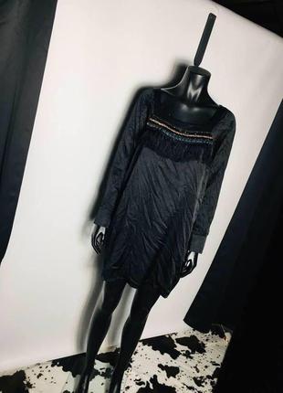 Чёрное сатиновое платье с декором monsoon большой размер батал1 фото