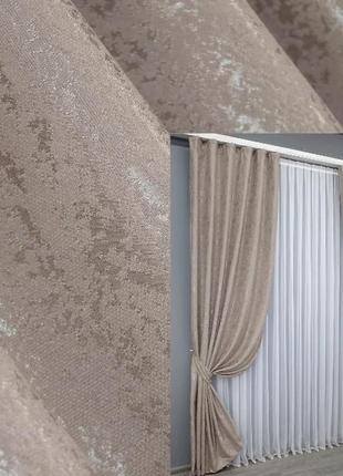Комплект штор льон (2шт. 1,5х2,7м), колекція "pavliani". колір пудрово-сірий