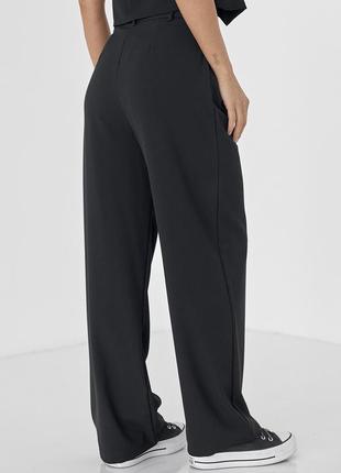 Жіночі штани прямого крою з високою посадкою — чорний колір, m (є розміри)2 фото