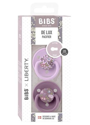 Пустушка bibs x liberty de lux silicone round (кругла) onesize-chamomile lawn mauve / violet sky mix 0-36 міс.