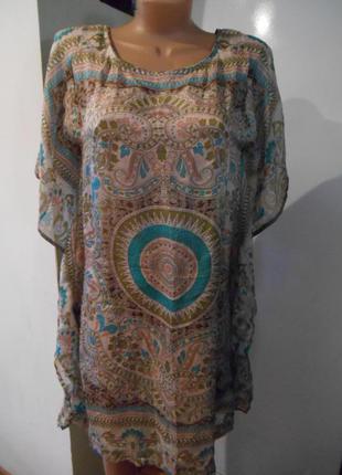 Туничка шелк р.12 пог-49см длина 82см пот-55см поб-58см