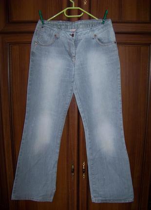 Блакитні класичні джинси з потертостями 100% котон colours of the world 38 розмір2 фото