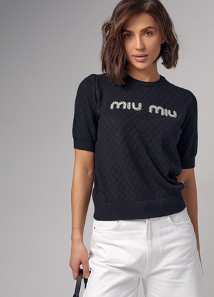 Элегантная ажурная футболка miu miu: стиль и комфорт в одном8 фото