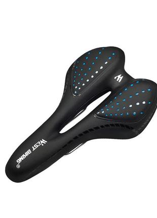 Велосипедне сідло west biking yp0801086 black + blue з отвором вентиляцією м'яке спортивне "kg"