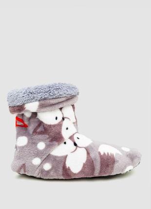 Капці-шкарпетки домашні плюшеві, колір сірий, 102r1004-11 фото