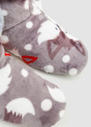Капці-шкарпетки домашні плюшеві, колір сірий, 102r1004-13 фото