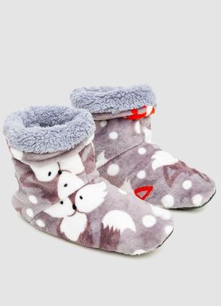 Капці-шкарпетки домашні плюшеві, колір сірий, 102r1004-12 фото