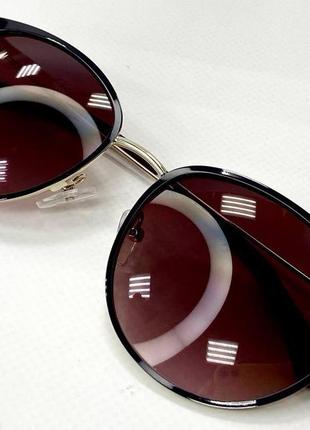 Солнцезащитные очки женские кошечки в тоненькой металлической оправе с градиентной тонировкой линз5 фото