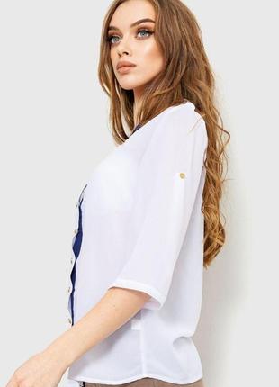 Блуза классическая, цвет бело-синий, 230r1113 фото