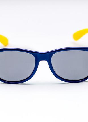 Детские солнцезащитные очки гибкие неламайки в пластиковой черной оправе яркие дужки с...