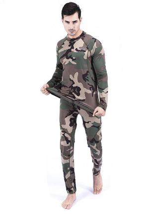 Термобелье мужское lesko a152 3xl camouflage green флисовое утолщенное облегающее под одежду "kg"5 фото