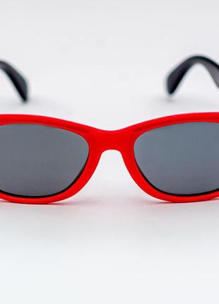 Детские солнцезащитные очки гибкие неламайки в красной пластиковой оправе с поляризацией