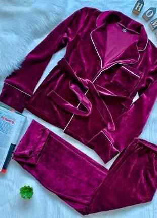 Женский домашний велюровый костюм на хлопковой основе, s/m/xl